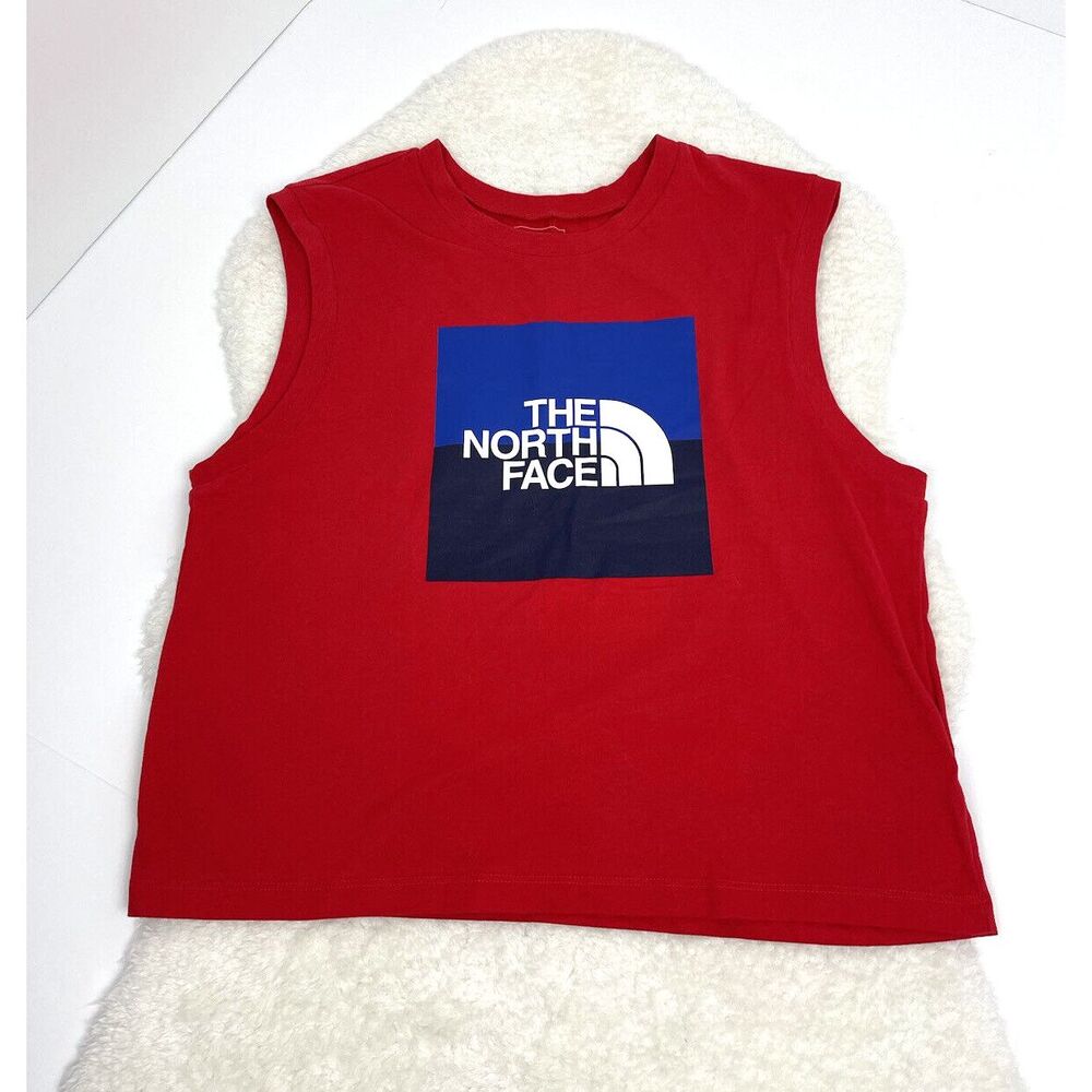 NWOT The North Face Women's Red Sleeveless Graphic Crop T-Shirt Size XL Cotton